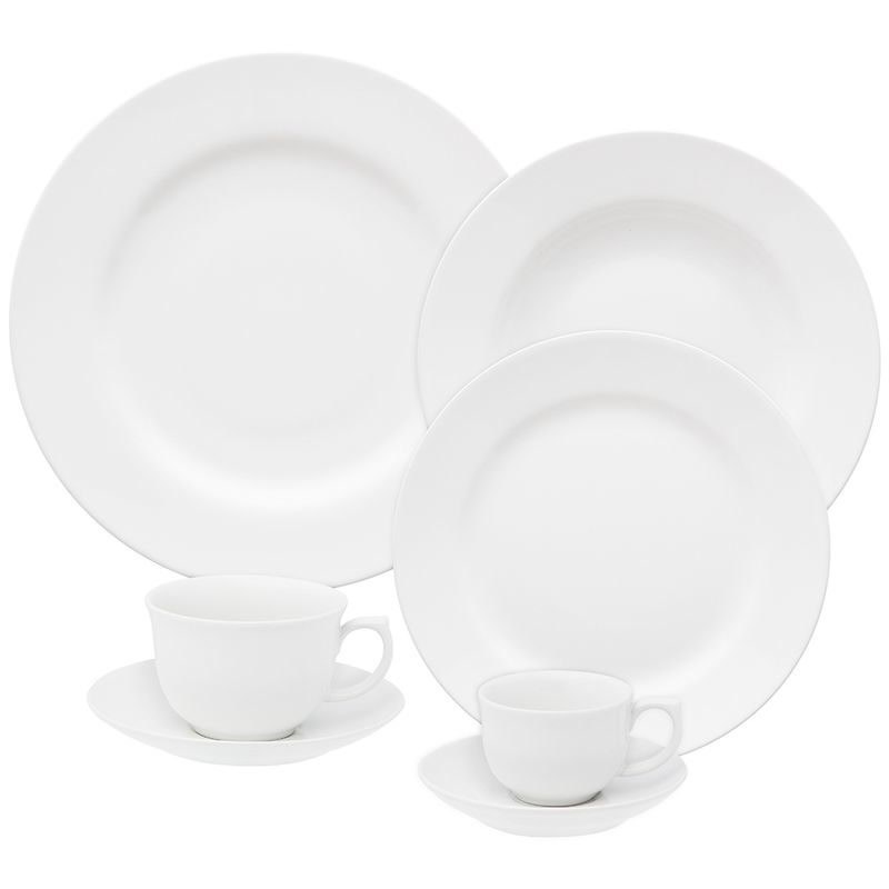 Aparelho de jantar Oxford Flamingo White 42 peças em porcelana branca