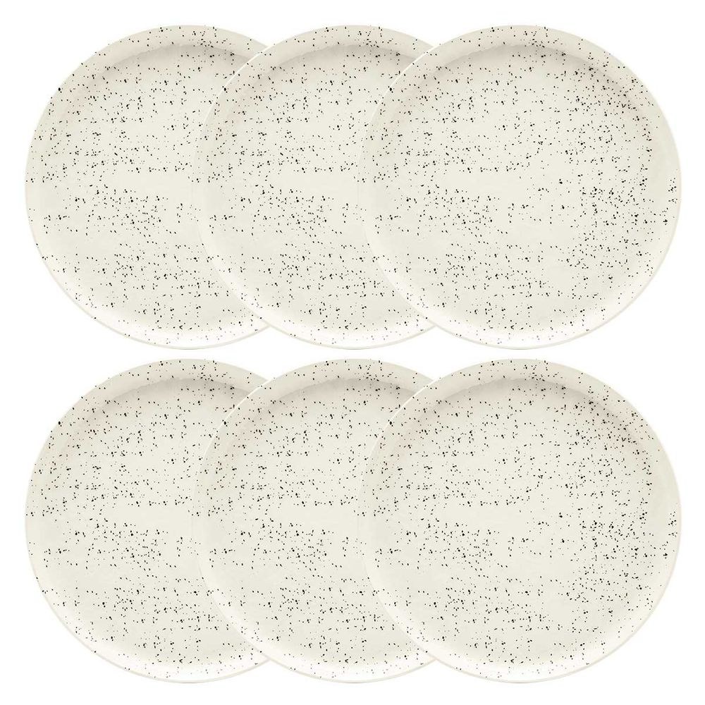 Jogo de 6 pratos rasos em porcelana Flat Chuvisco 26 cm