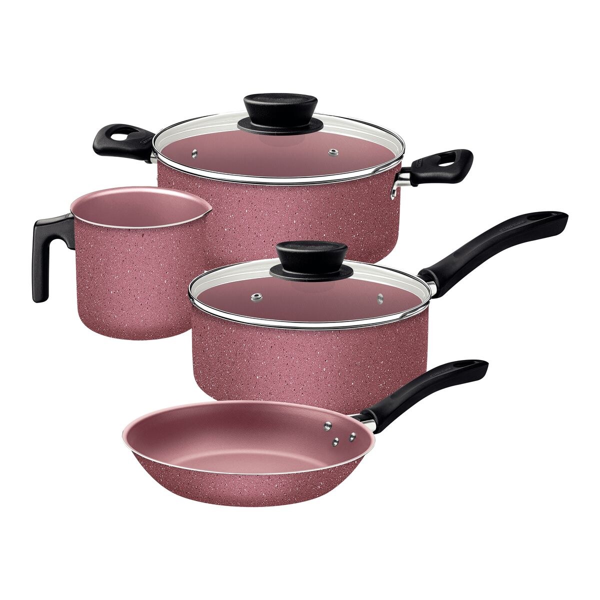 Jogo de panelas Tramontina Linz rosa com 4 peças