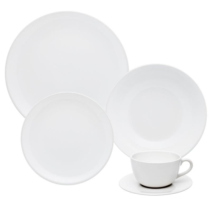 Aparelho de jantar Oxford Unni White 30 peças em cerâmica branca