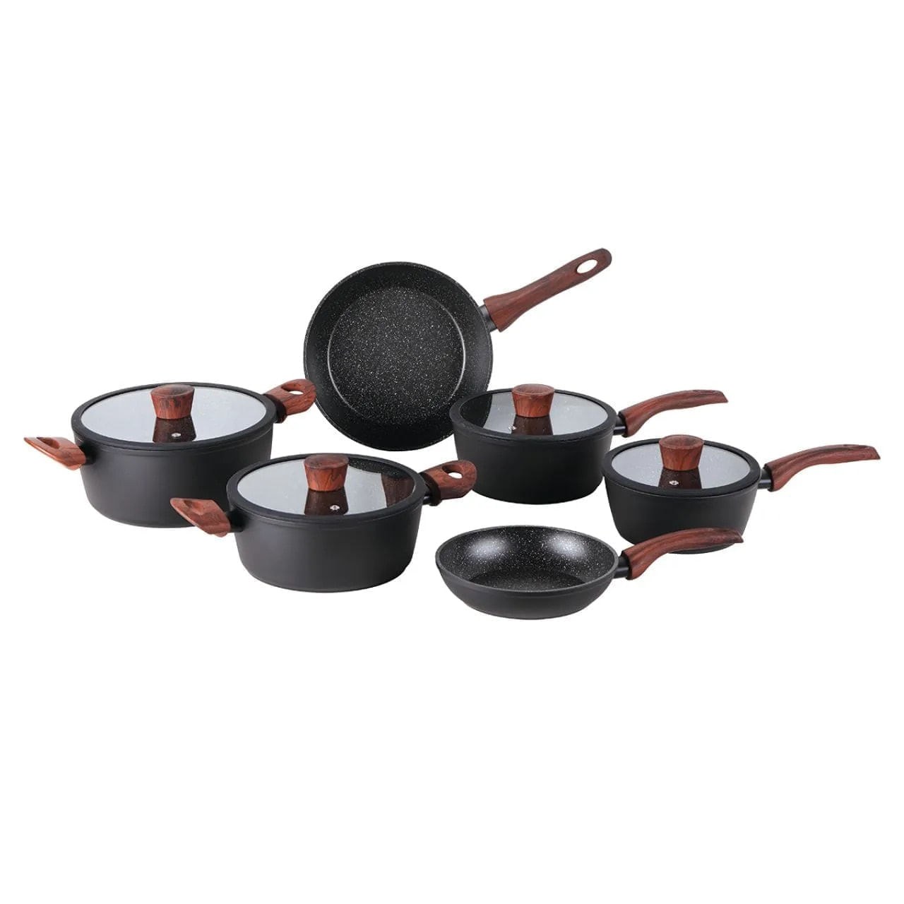 Jogo de panelas Ceramic Life Sirius 6 peças preto com indução
