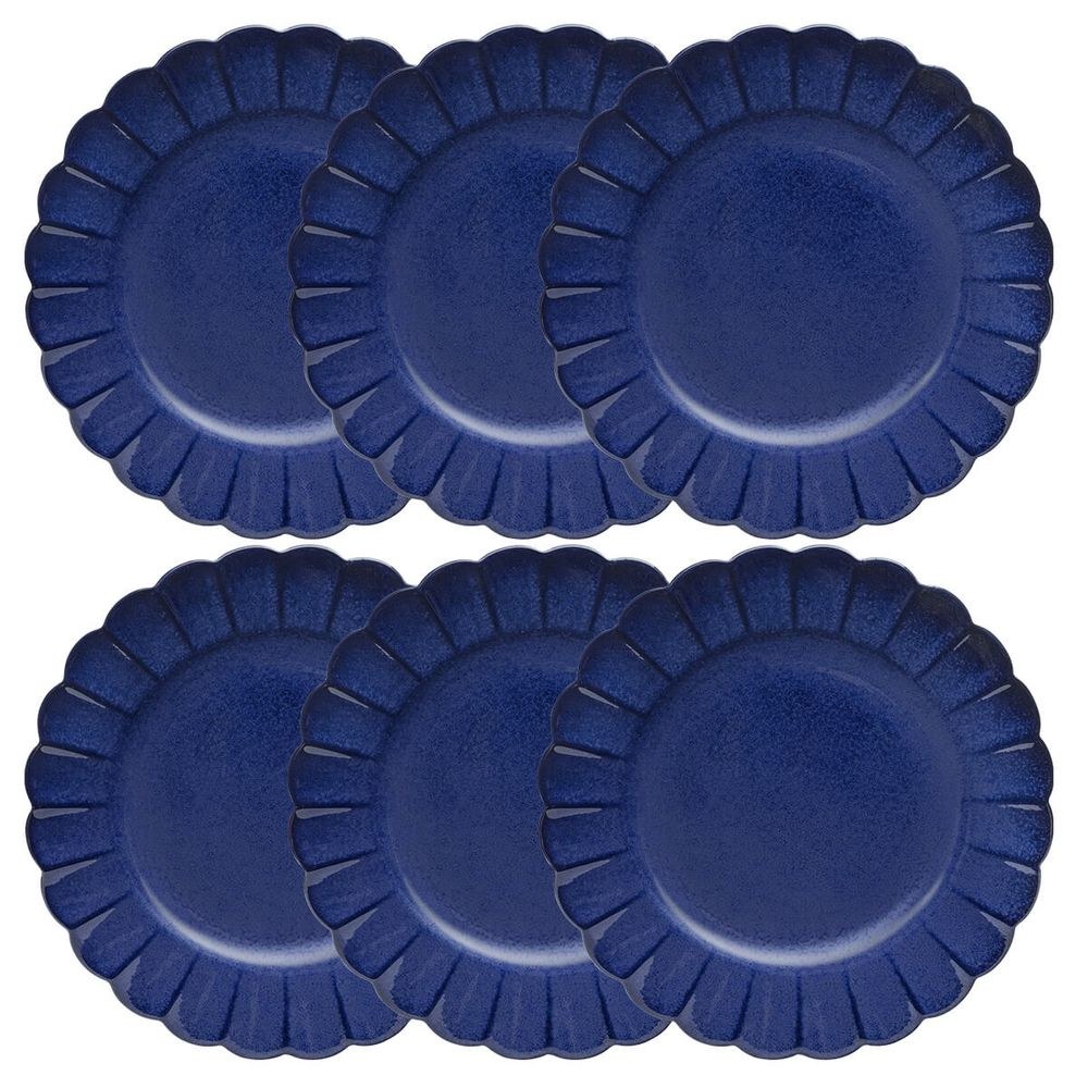 Jogo de 6 pratos rasos em porcelana Flora Amor-Perfeito 27,5 cm