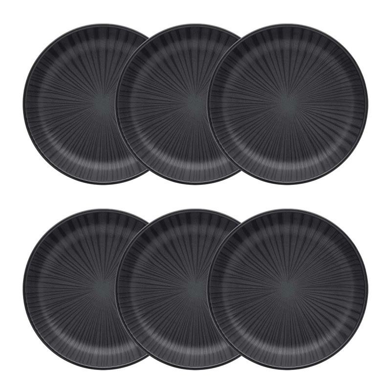 Jogo de 6 pratos fundos em porcelana Flat Ônix 20,5 cm preto
