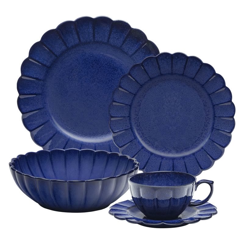 Aparelho de jantar Oxford Flora Amor-Perfeito 30 peças em porcelana azul