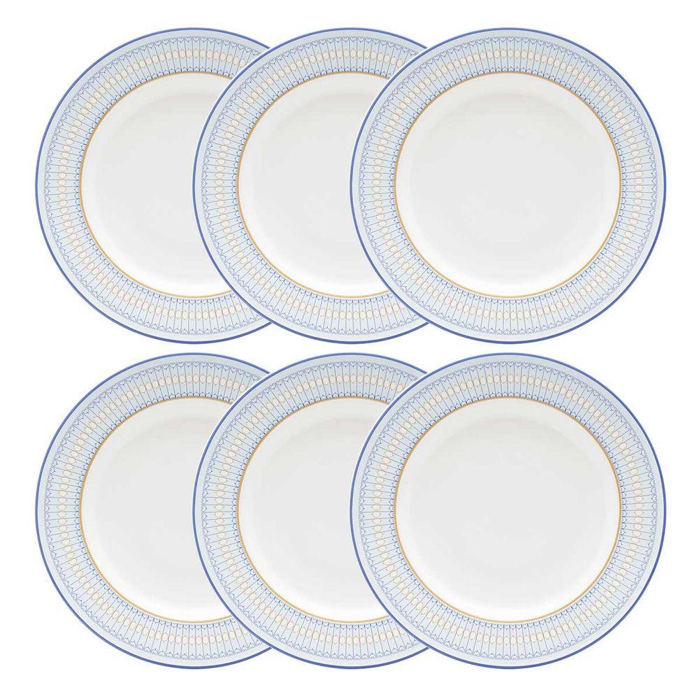 Jogo de 6 pratos rasos em porcelana Flamingo Lazuli 28 cm