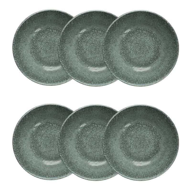 Jogo de 6 pratos fundos em porcelana Unni Lira 20,5 cm azul e branco