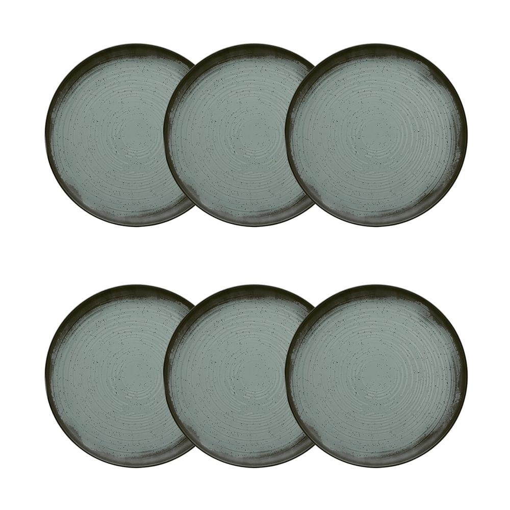 Jogo de 6 pratos sobremesa em porcelana Flat Pacífico 20 cm