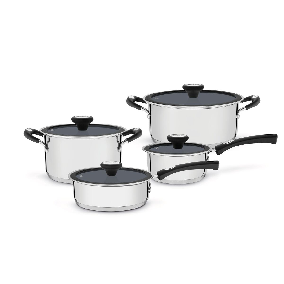 Jogo de panelas Tramontina Solar Ceramic em aço inox grafite com 4 peças