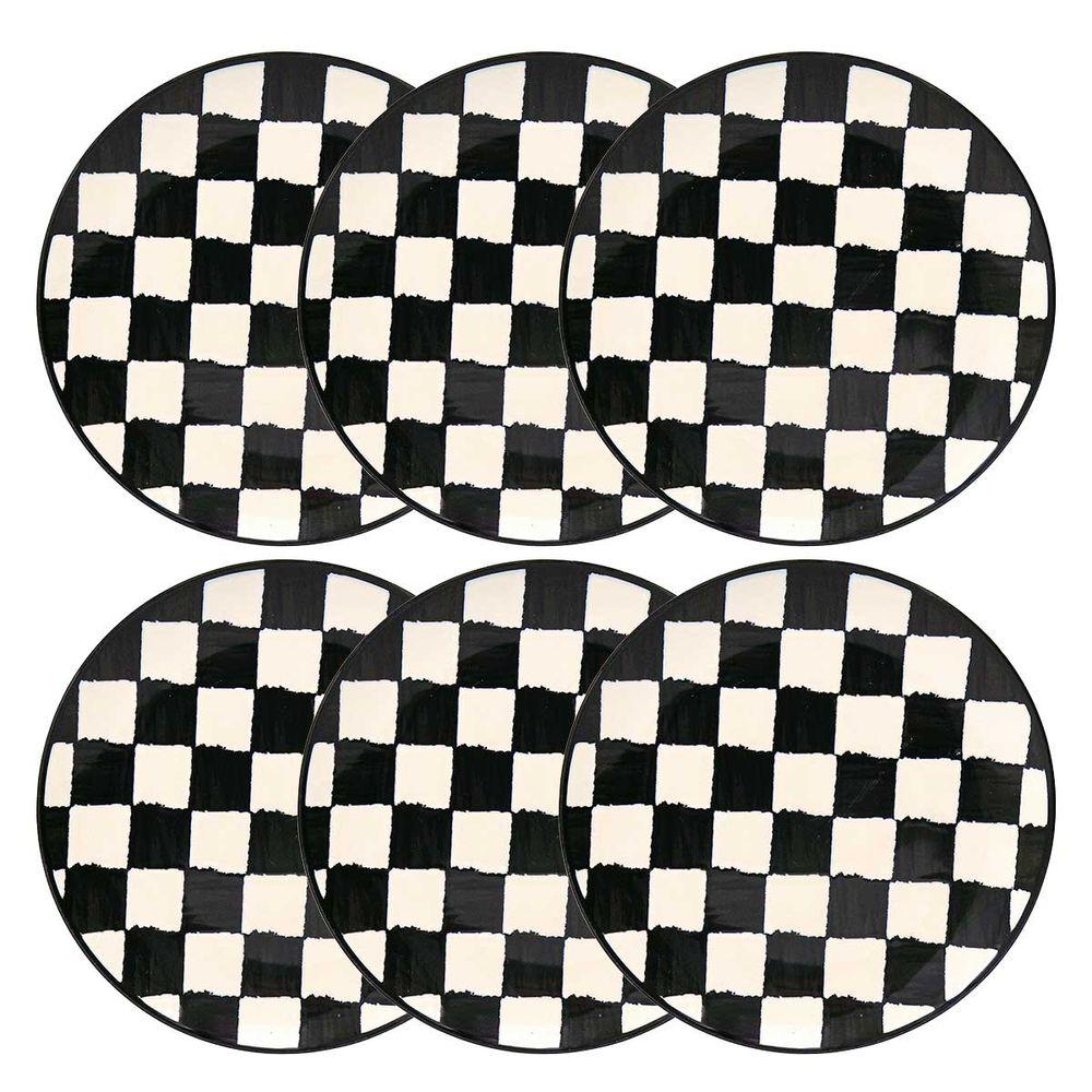 Jogo de 6 pratos rasos em porcelana Unni Boho 26 cm