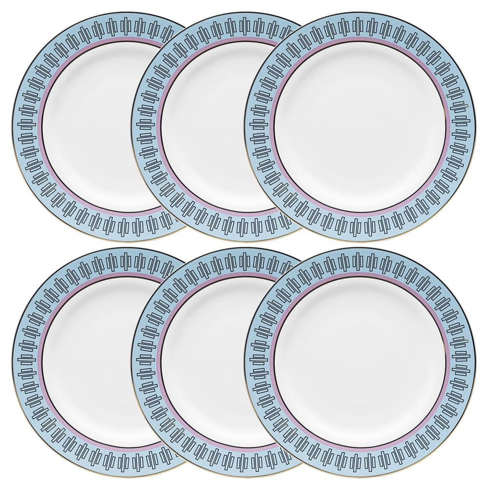 Jogo de 6 pratos rasos em porcelana Flamingo Cosmopolitan 28 cm