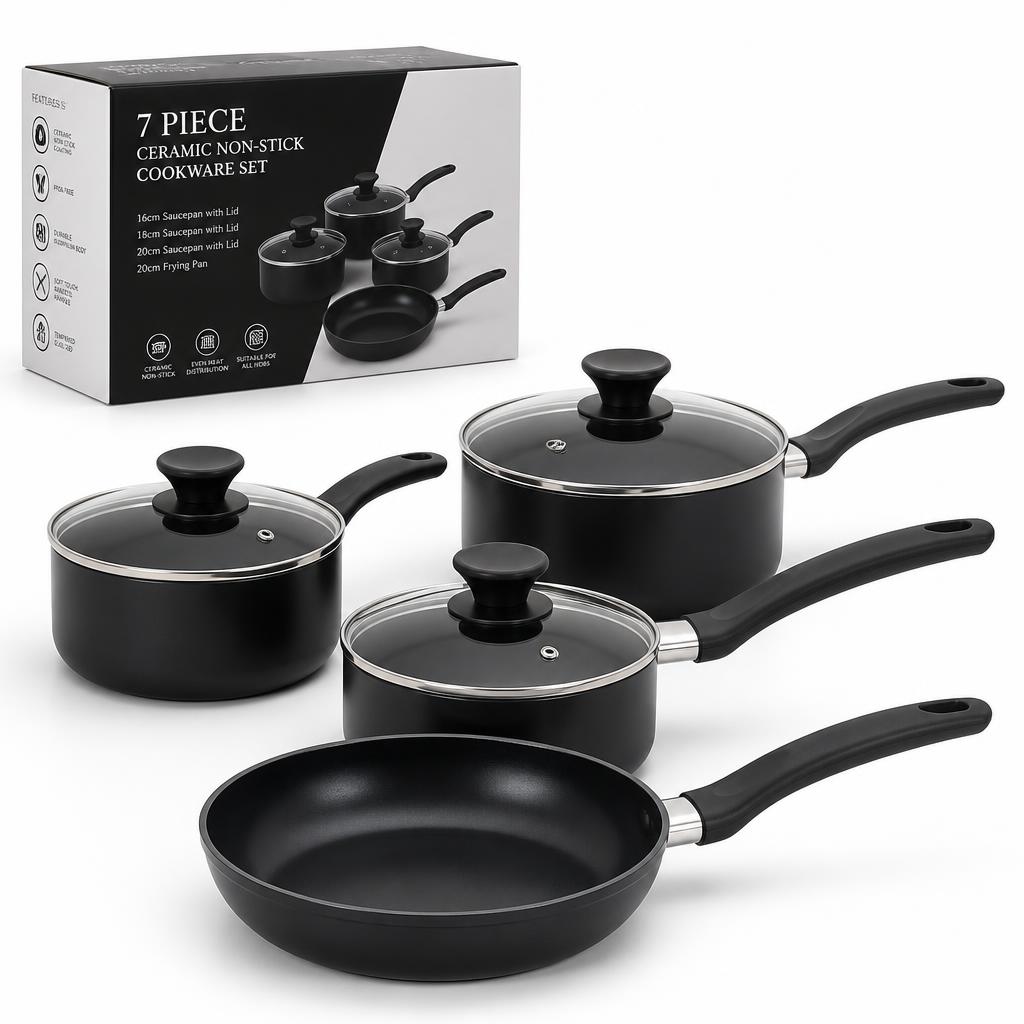 Jogo de panelas Ceramic Life Easy 7 peças preto