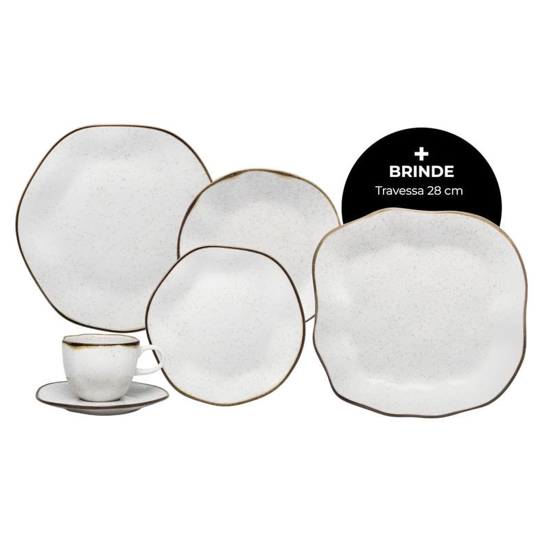 Aparelho de jantar Oxford Ryo Maresia 20 peças em porcelana com travessa de brinde