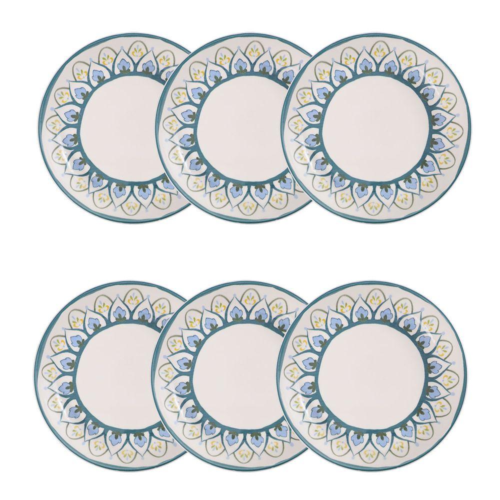 Jogo de 6 pratos fundos em porcelana Flat Nisa 20,5 cm
