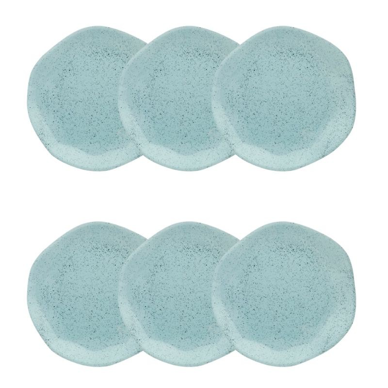 Jogo de 6 pratos de sobremesa em porcelana Ryo Blue Bay 21,5 cm azul claro