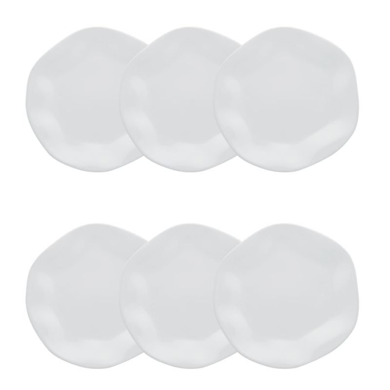 Jogo de 6 pratos de sobremesa em porcelana branca Ryo White 21,5 cm