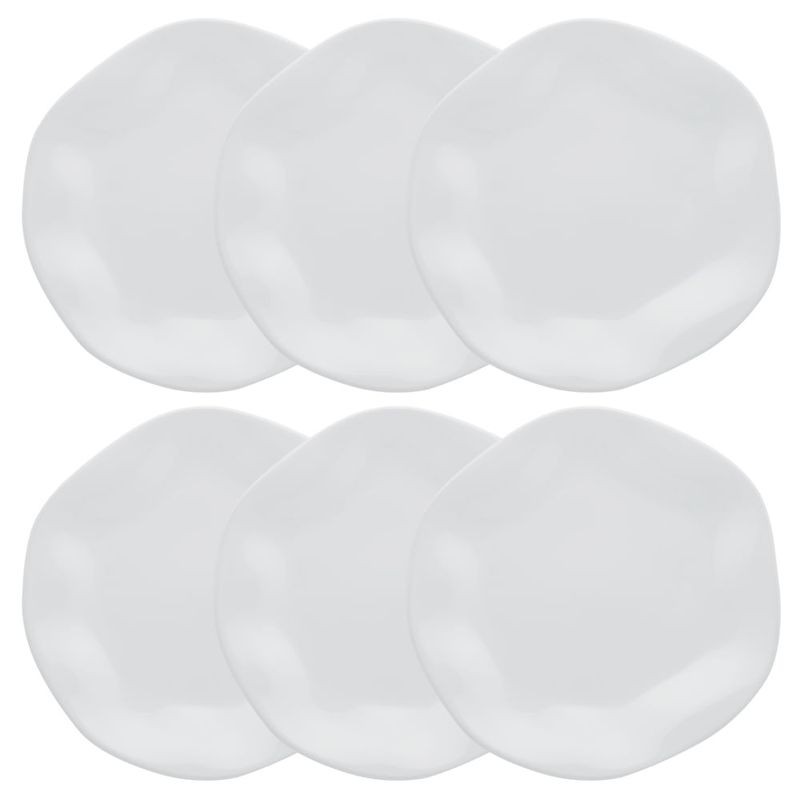 Jogo de 6 pratos rasos em porcelana branca Ryo White 27,5 cm