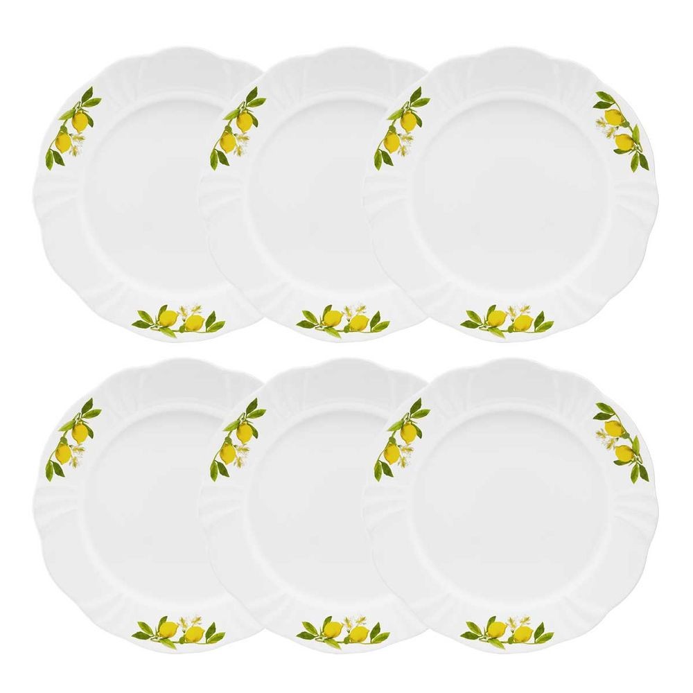 Jogo de 6 pratos rasos em porcelana Soleil Limoni 29 cm