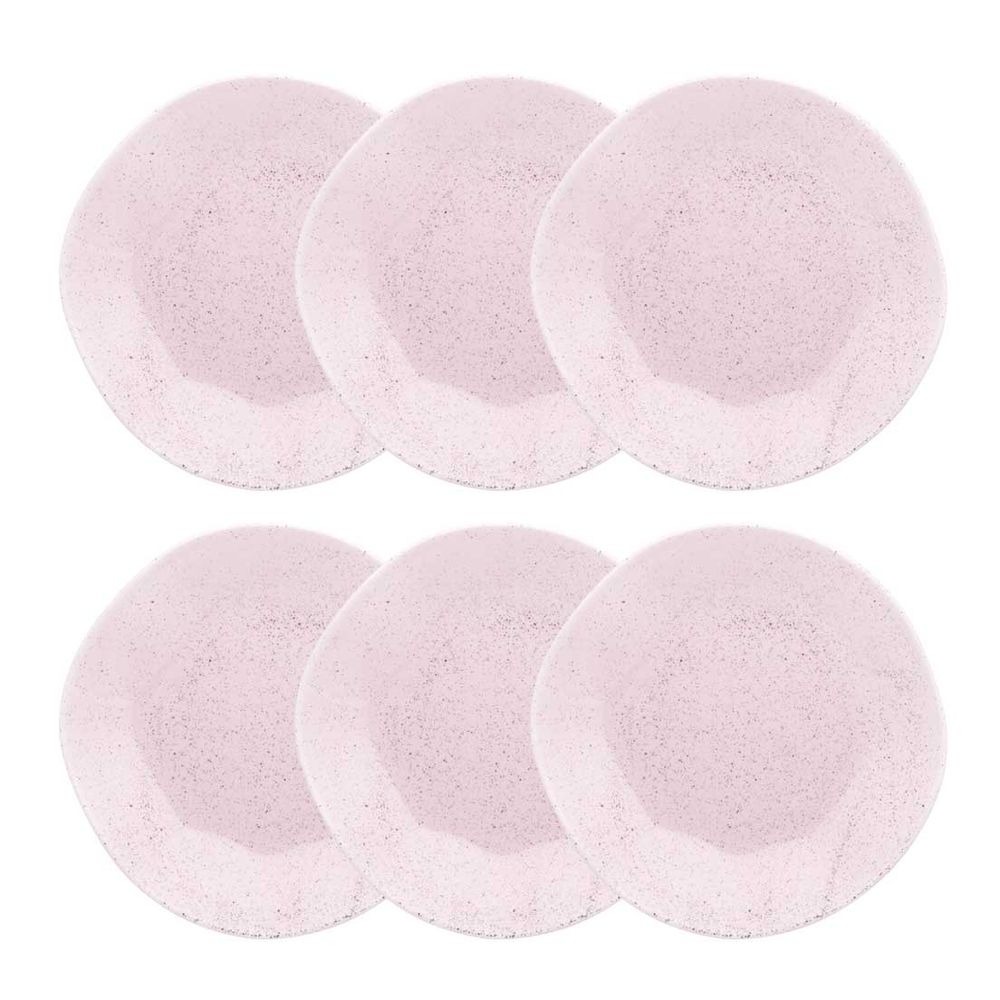 Jogo de 6 pratos rasos em porcelana Ryo Pink Sand 27,5 cm rosa suave