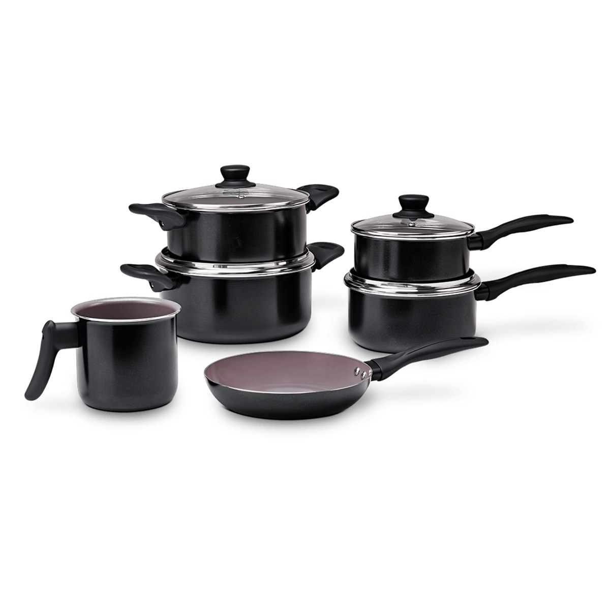 Jogo de panelas Brinox Ceramic Life Tulip 6 peças preto
