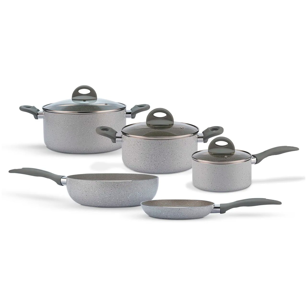 Jogo de panelas Brinox Ceramic Life Marble Blend 5 peças cinza claro com indução
