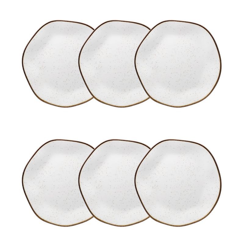 Jogo de 6 pratos de sobremesa em porcelana Ryo Maresia 21,5 cm
