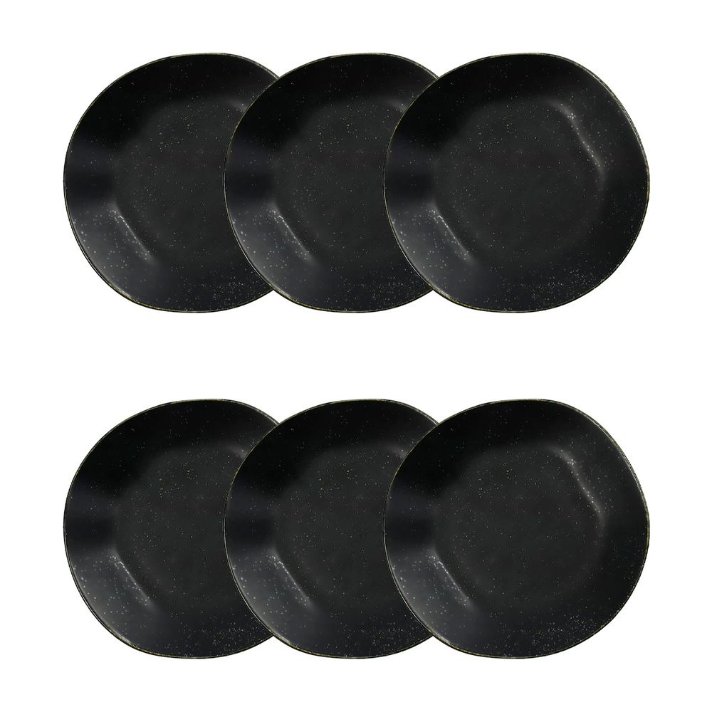 Jogo de 6 pratos fundos em porcelana preta Ryo Volcano 22,5 cm