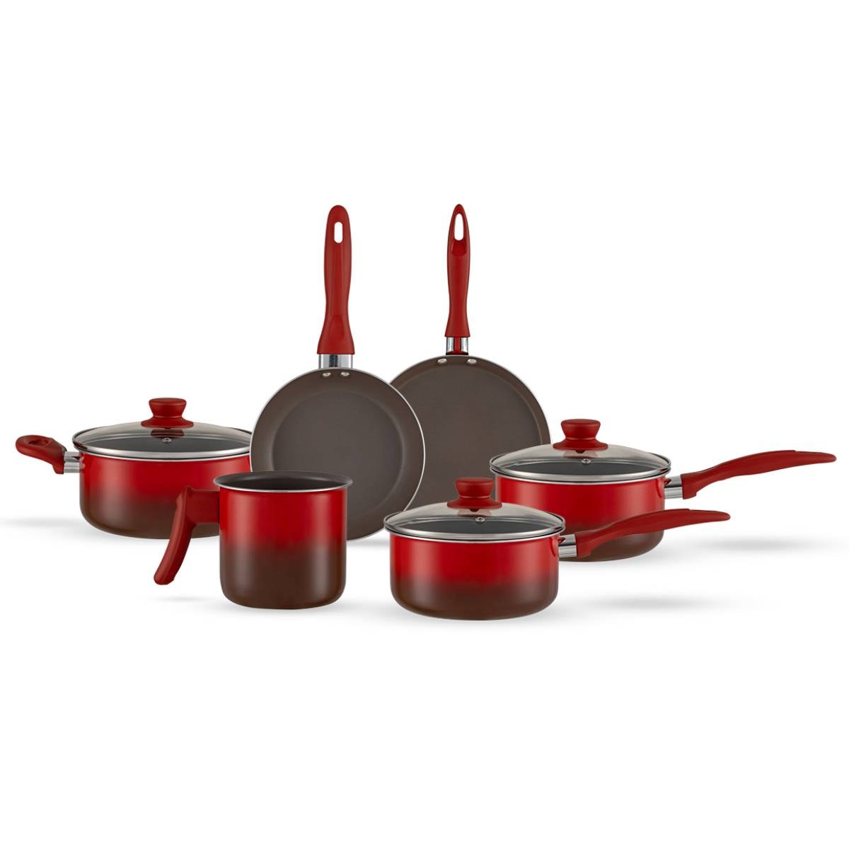 Jogo de panelas Ceramic Life Easy 6 peças vermelho